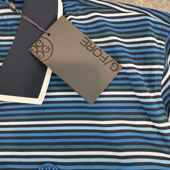 NEW G/Fore G4 Men's Size 2XL Favorite Stripe Tech Jersey Golf Polo XXL Blue/Teal - Picture 1 of 6